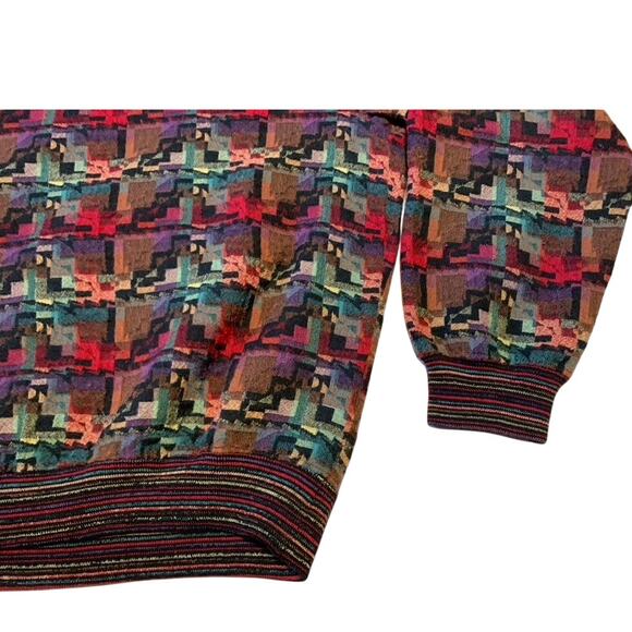 BARNES STORM Sweater Men Large Wool Blend Woven Wave Geometric Art Pattern Vntg - Picture 5 of 11